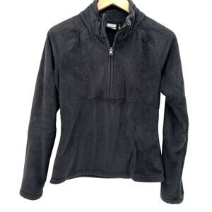 Athleta Jacket Womens Small Fleece Pullover Acclimate 1/2 Zip Black Long Sleeve